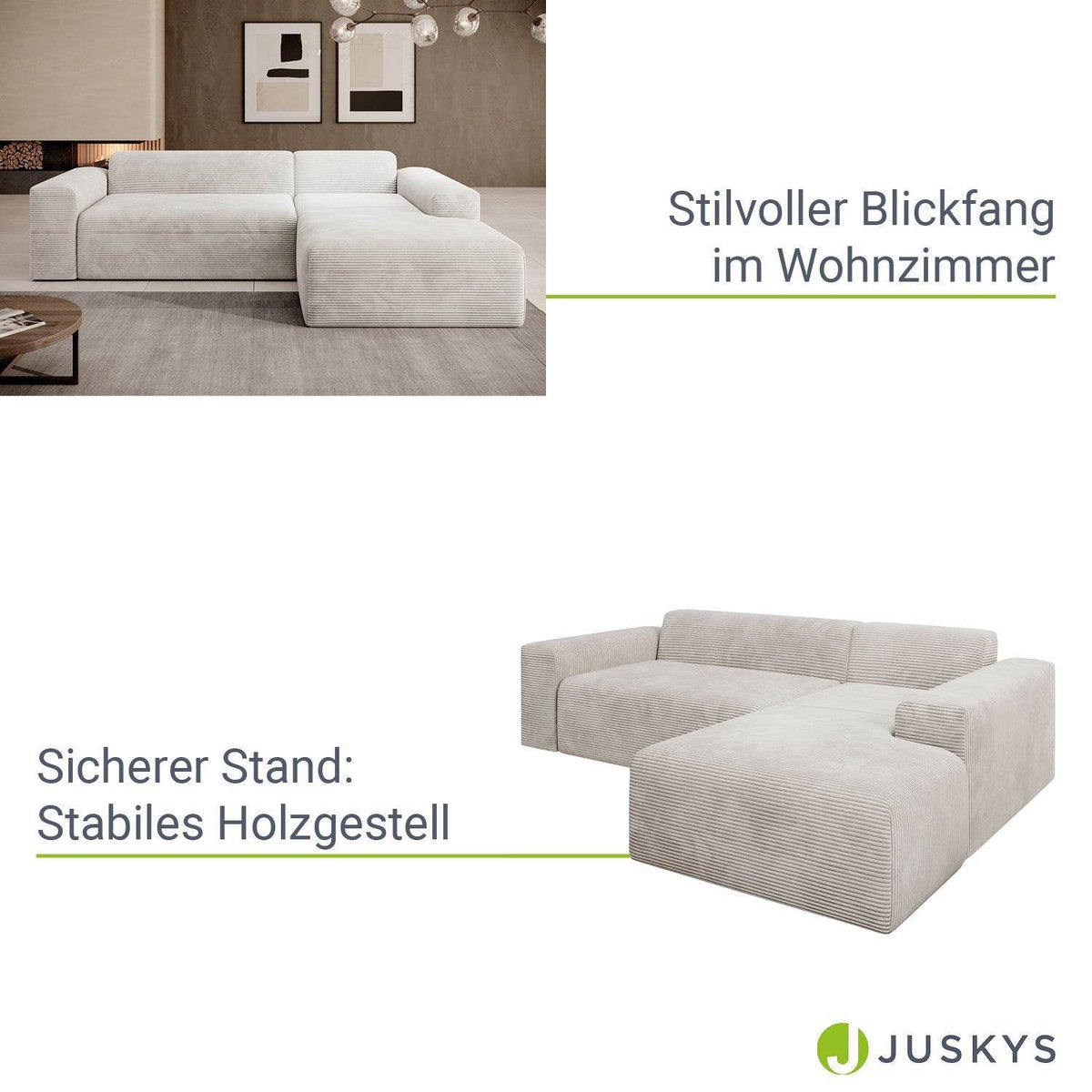Ecksofa Vals aus Stoff Beige - Palo24