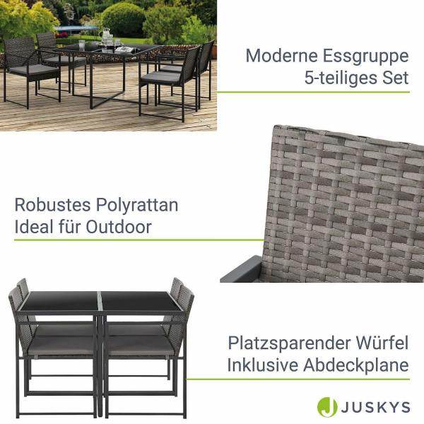 Polyrattan Sitzgruppe Bahamas M in Grau Industrial Design - Palo24