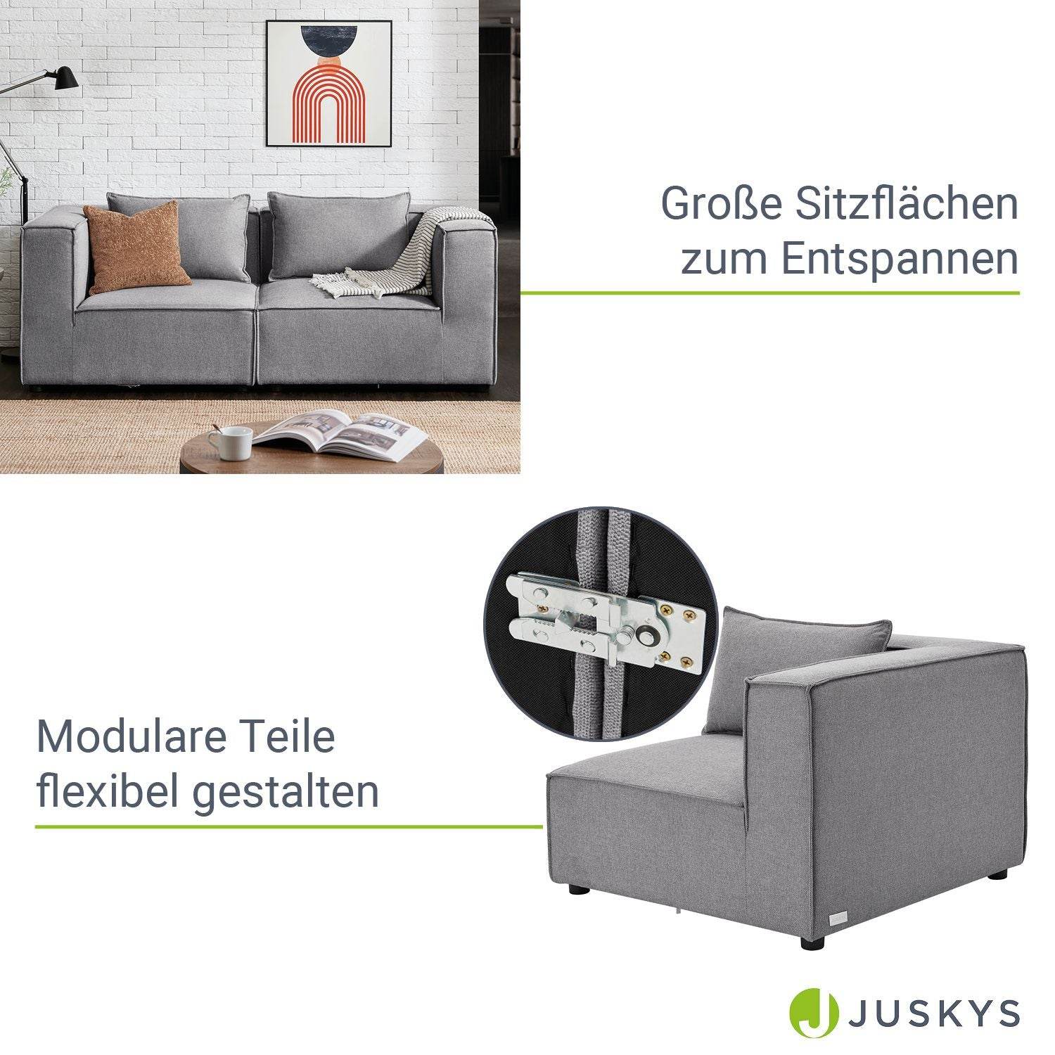 Modulares Sofa Domas S - 2 Sitzer Stoff Dunkelgrau - Palo24