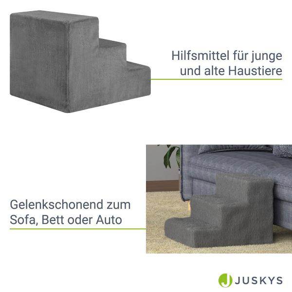 Haustiertreppe Timmy in Grau 36 cm hohe Ein- und Ausstiegshilfe für Haustiere - Palo24