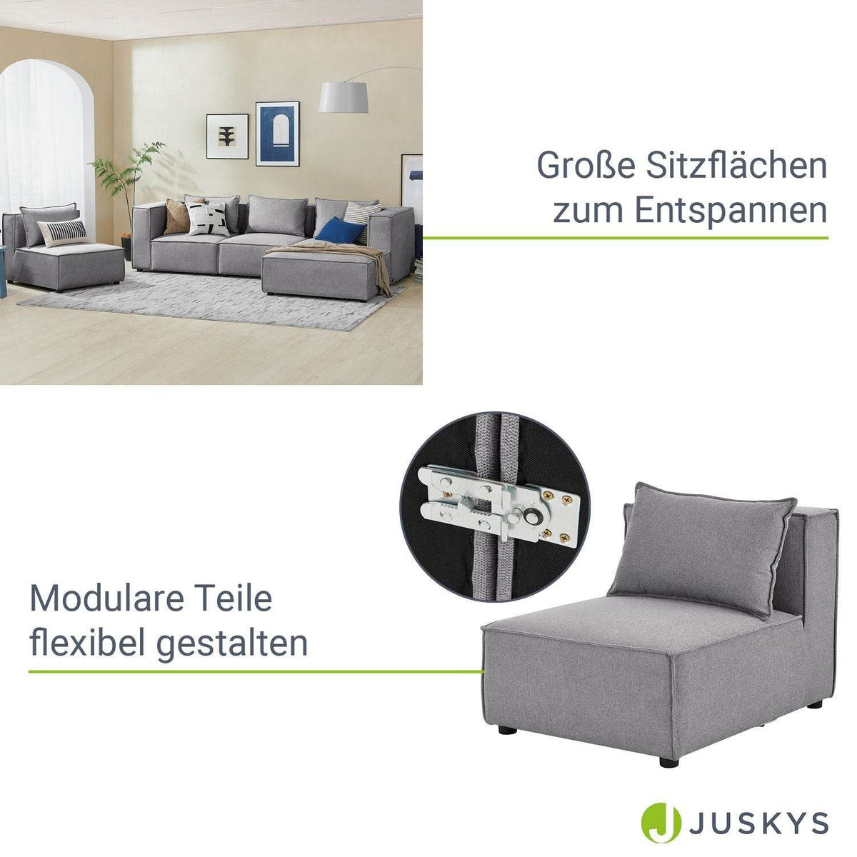 Modulares Sofa Domas XL - 4 Sitzer Dunkelgrau - Palo24