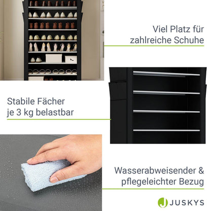 Schuhschrank L aus Stoff 9 Ebenen Schwarz - Palo24