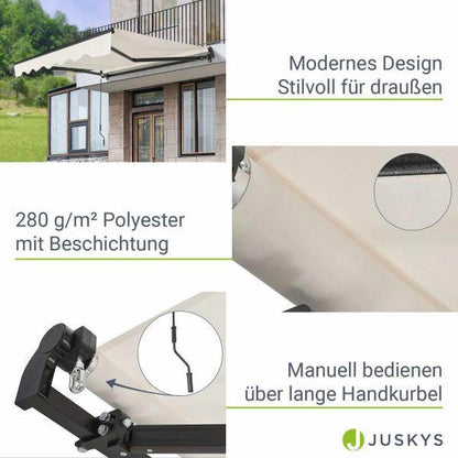Gelenkarmmarkise 250 x 200 cm mit Kurbel Beige - Palo24