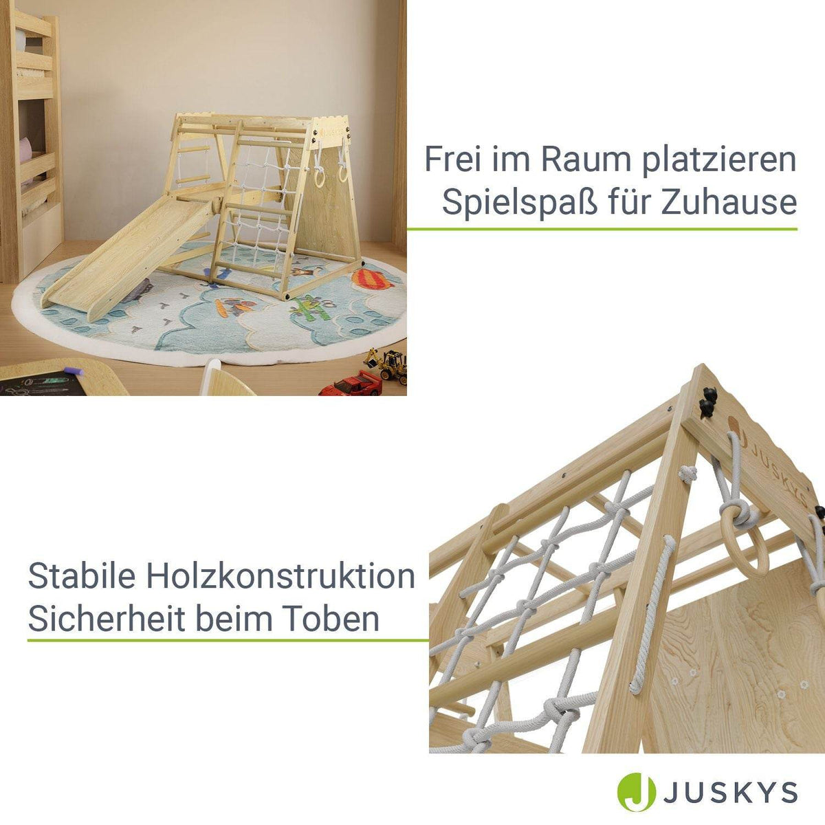 Mini Klettergerüst für Kinder mit Rutsche - Natur - Palo24