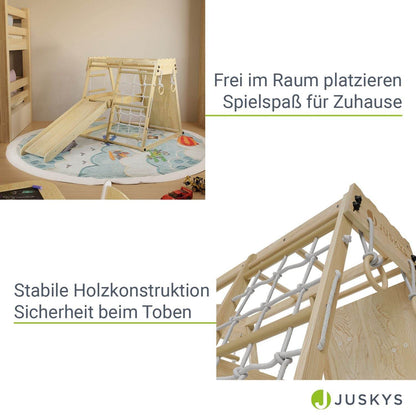 Mini Klettergerüst für Kinder mit Rutsche - Natur - Palo24