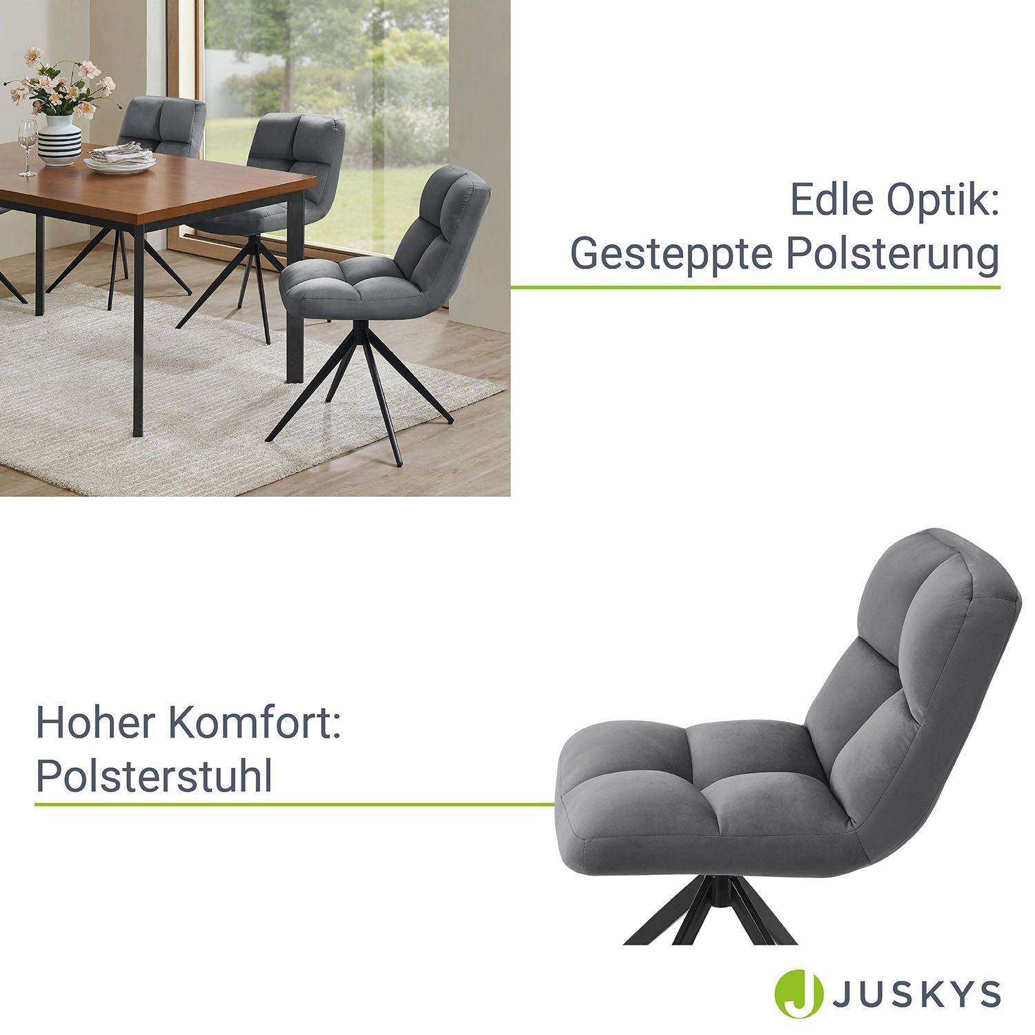 Drehstuhl Dallas 4er Set Samt Dunkelgrau - Palo24