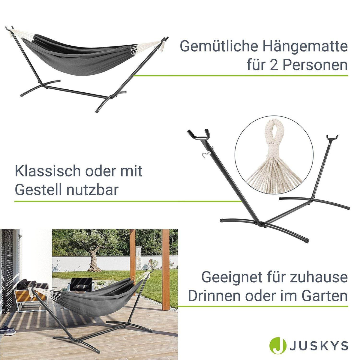 Hängematte Paya mit Gestell - Anthrazit - Palo24