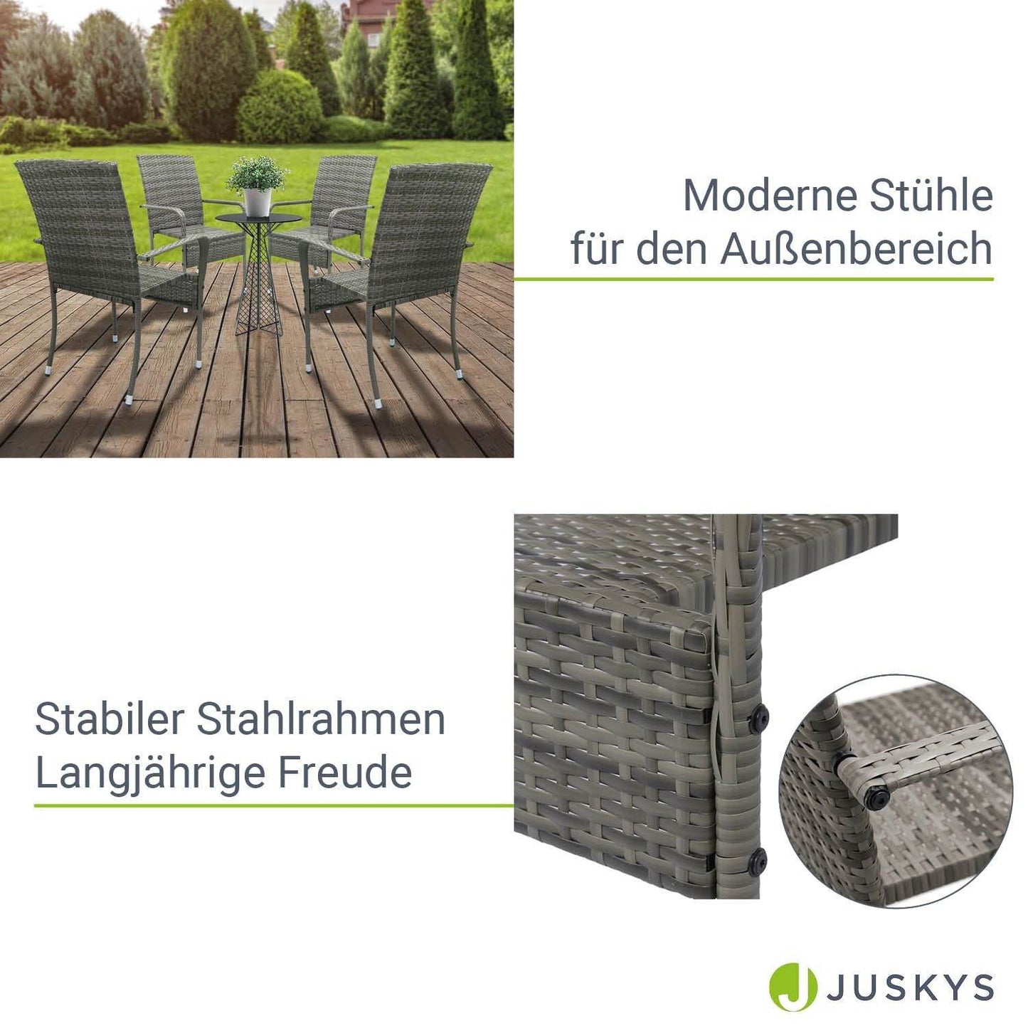 Polyrattan Gartenstühle Yoro 4er Set - Palo24