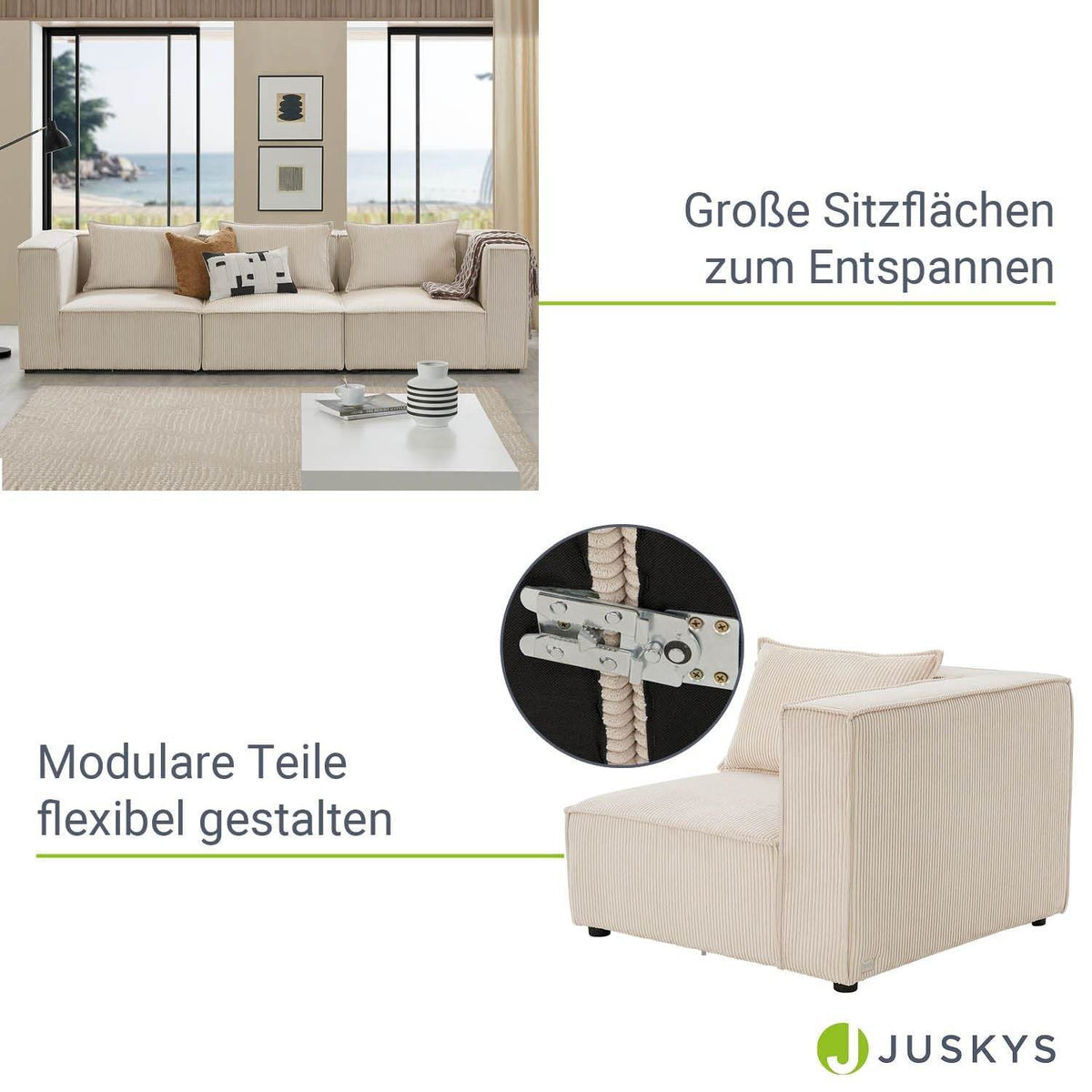 Modulares Sofa Domas M - 3 Sitzer Beige - Palo24