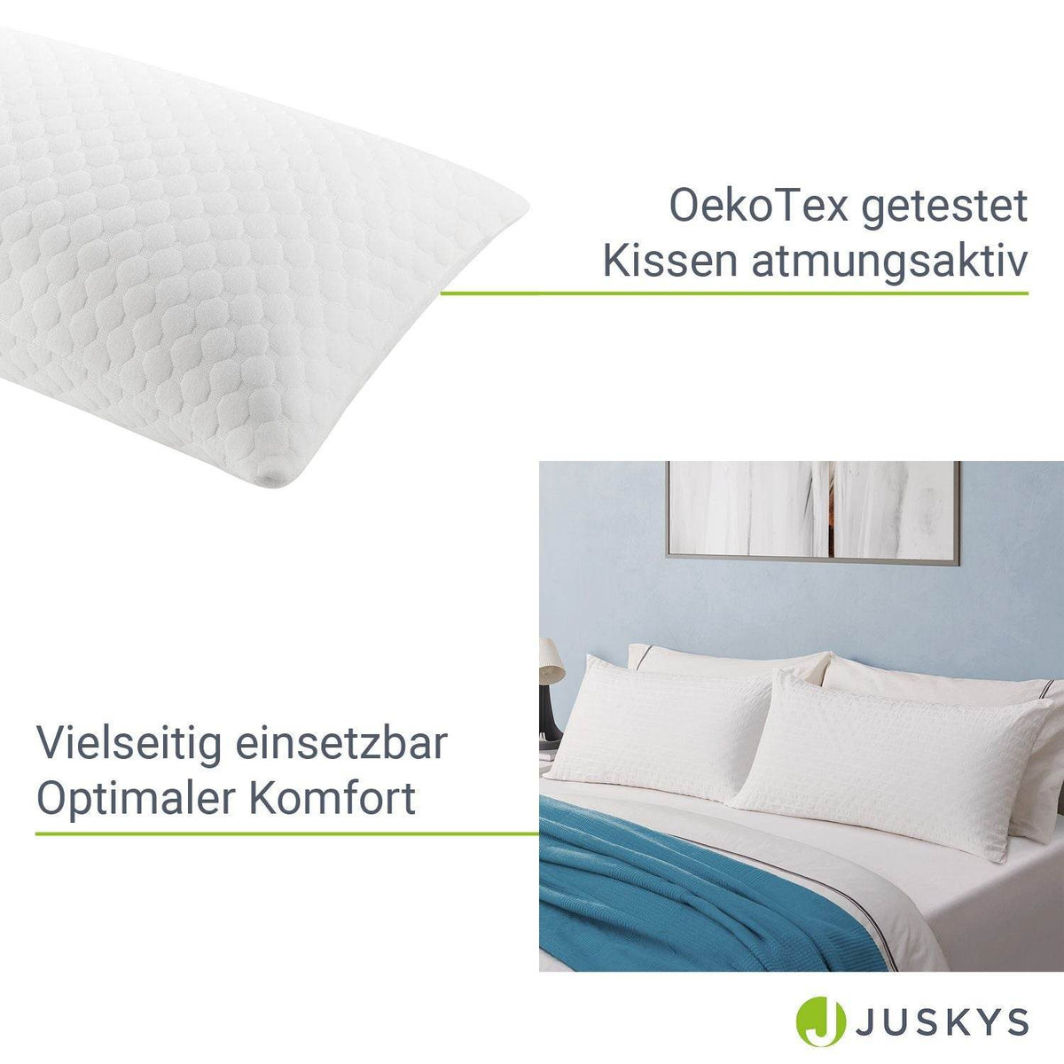 2er Set Kopfkissen 40 x 80 cm mit Memory Foam - Palo24