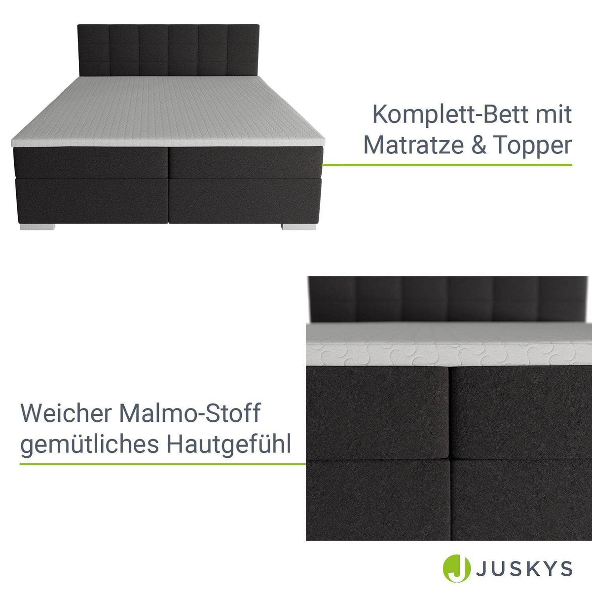 Boxspringbett Seattle 180x200 cm - Schwarz - Palo24