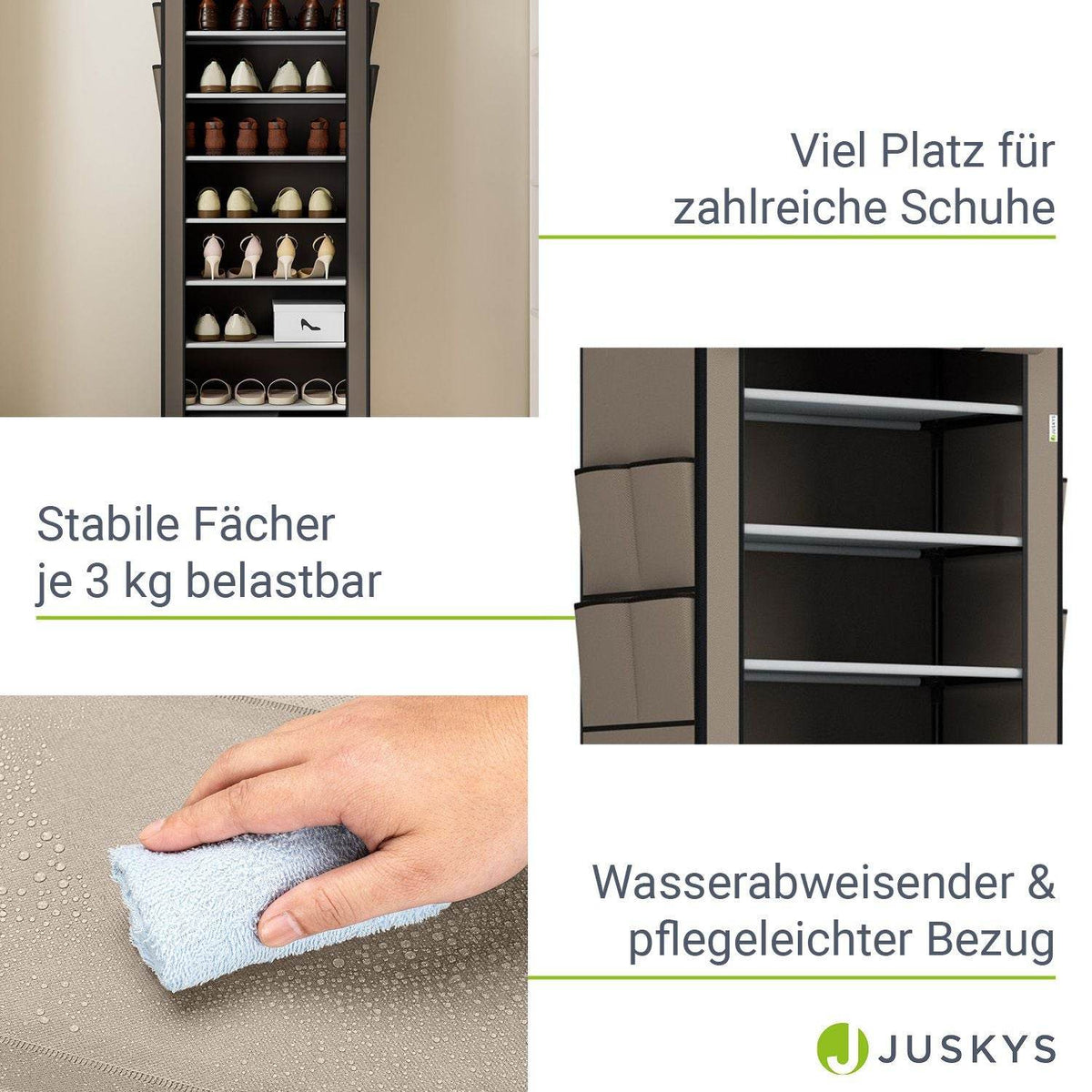 Schuhschrank M aus Stoff 9 Ebenen Hellbraun - Palo24