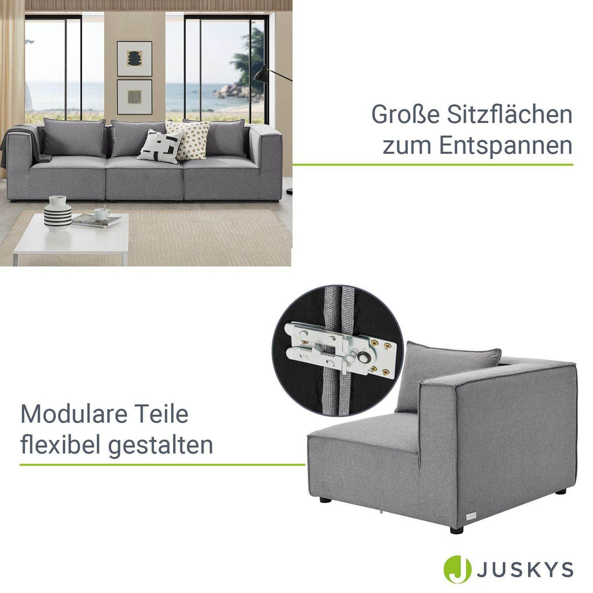 Modulares Sofa Domas M - 3 Sitzer Stoff Dunkelgrau - Palo24