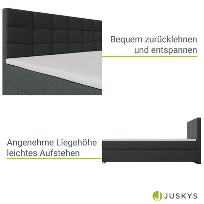 Boxspringbett Seattle 180x200 cm - Dunkelgrau - Palo24