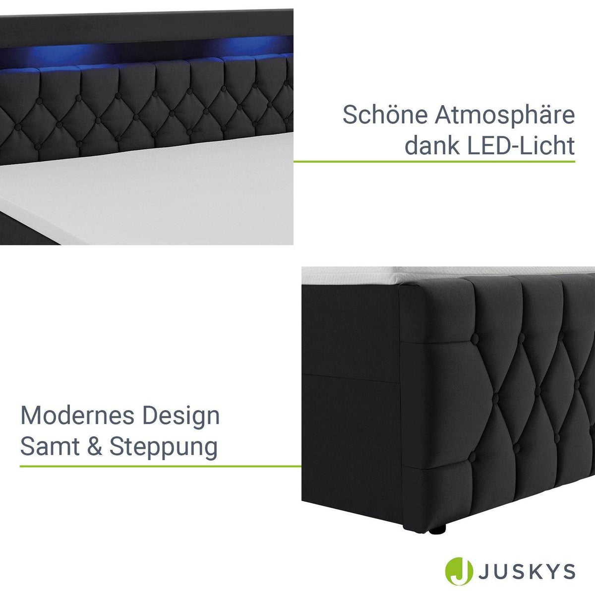 Boxspringbett Leona 180x200 cm - Schwarz - Palo24