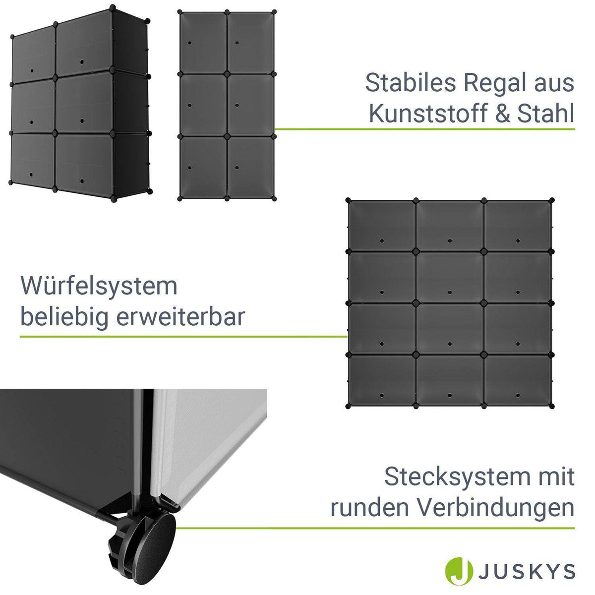 Würfel Schuhregal für bis zu 24 Paar Schuhe - Schwarz - Palo24