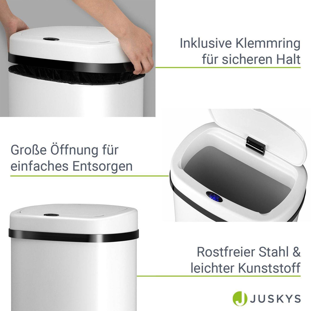 Automatischer Mülleimer mit Sensor - 60L Weiss - Palo24