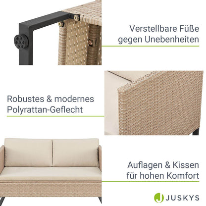 Modulare Polyrattan Lounge Santorini Creme Sitzecke Auflagenbox - Palo24