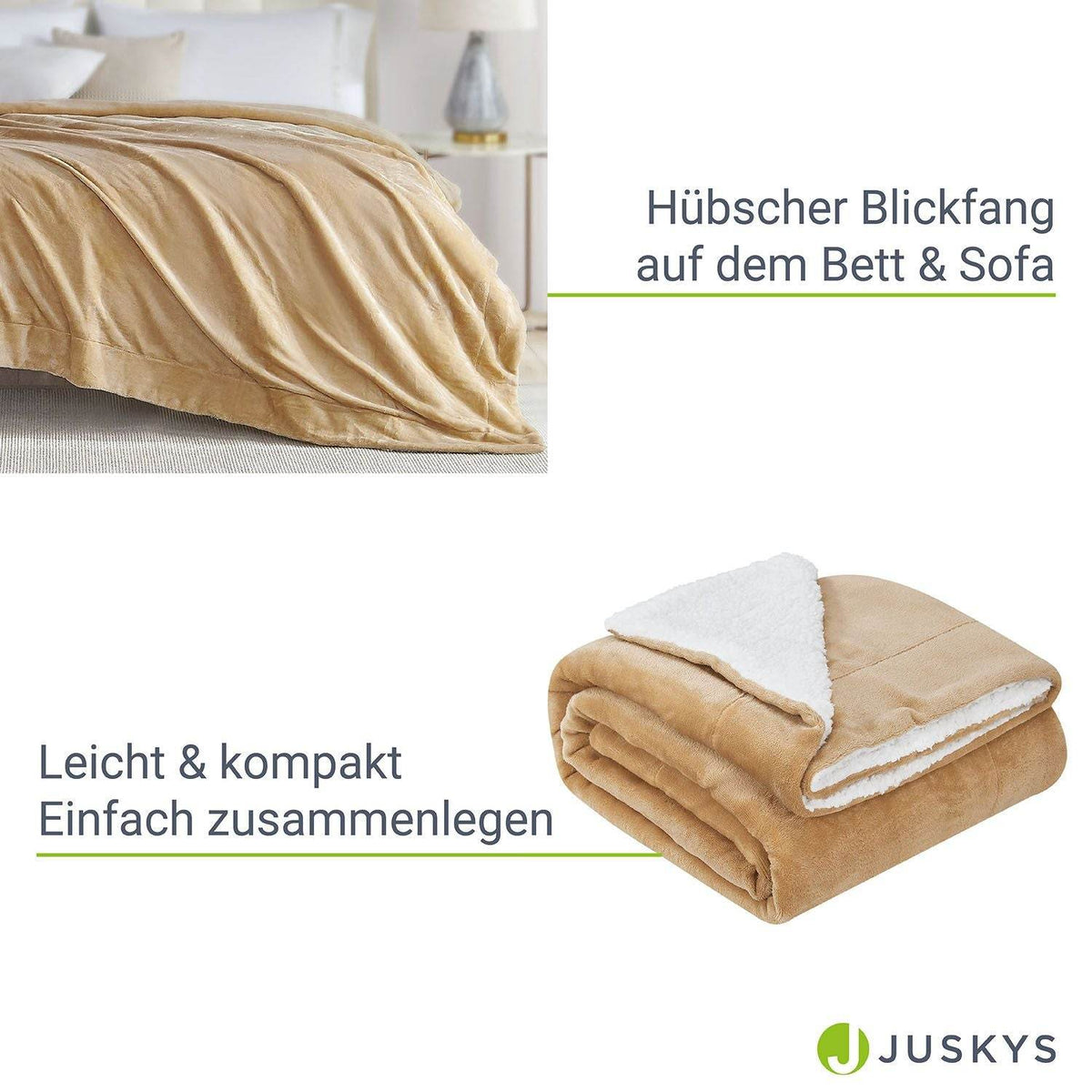 Fleecedecke 220x240 cm 2-Seitig Camel - Palo24