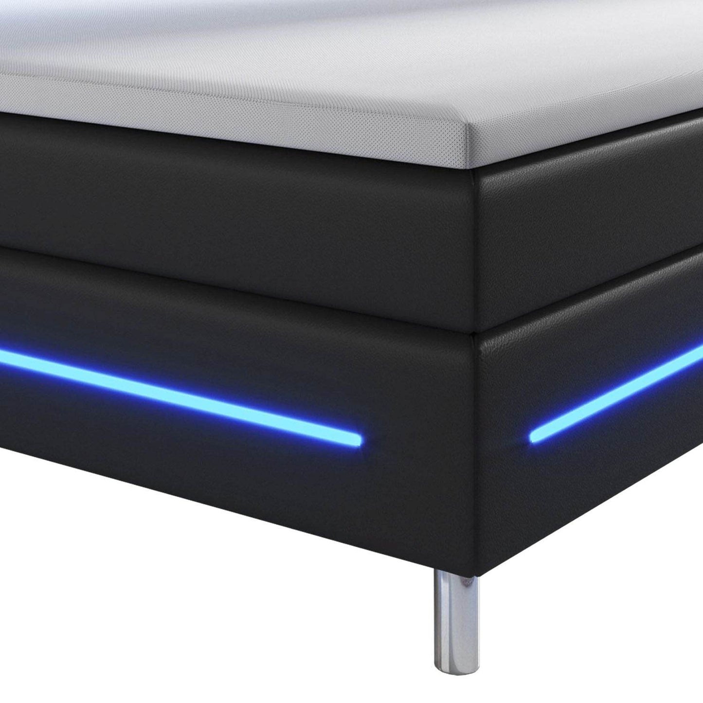 Boxspringbett Norfolk 200 x 200 cm schwarz - LED-Streifen und Federkernmatratze - Palo24