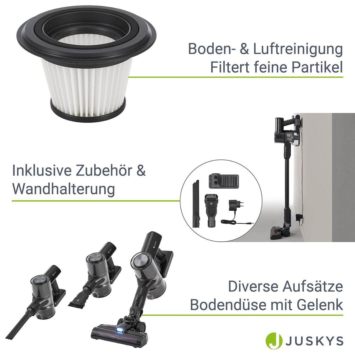 2-in-1-Akkustaubsauger VC2101 - Schwarz - Palo24