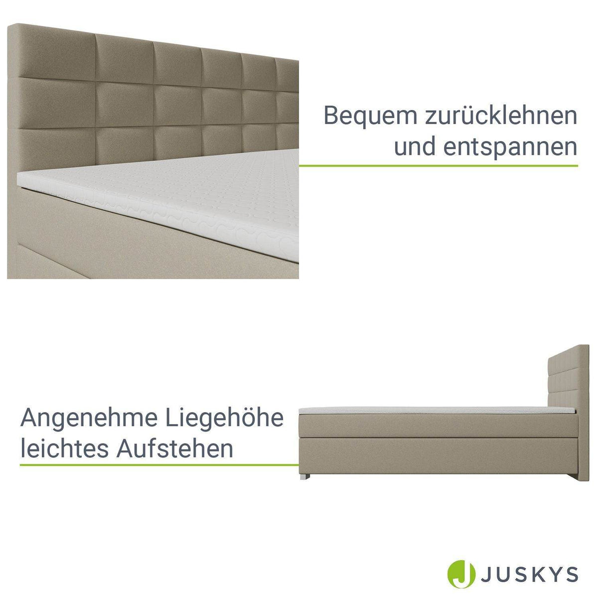 Boxspringbett Seattle 180x200 cm - Beige - Palo24