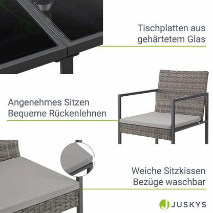 Polyrattan Sitzgruppe Bahamas L in Grau Industrial Design - Palo24