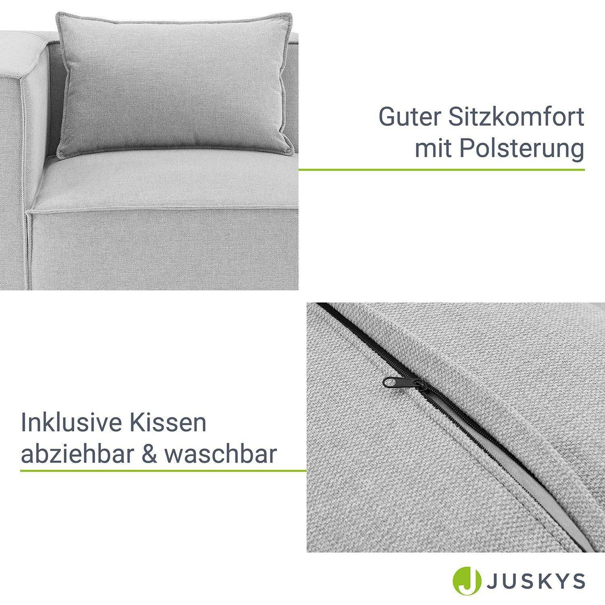 Modulares Sofa Domas XL - 4 Sitzer & Kissen - Stoff Hellgrau - Palo24
