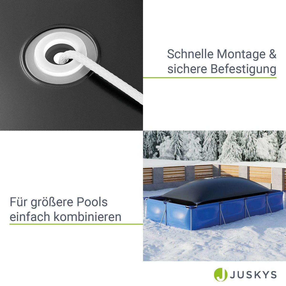 Aufblasbare Poolabdeckung Eckig 2 x 4 m - Palo24