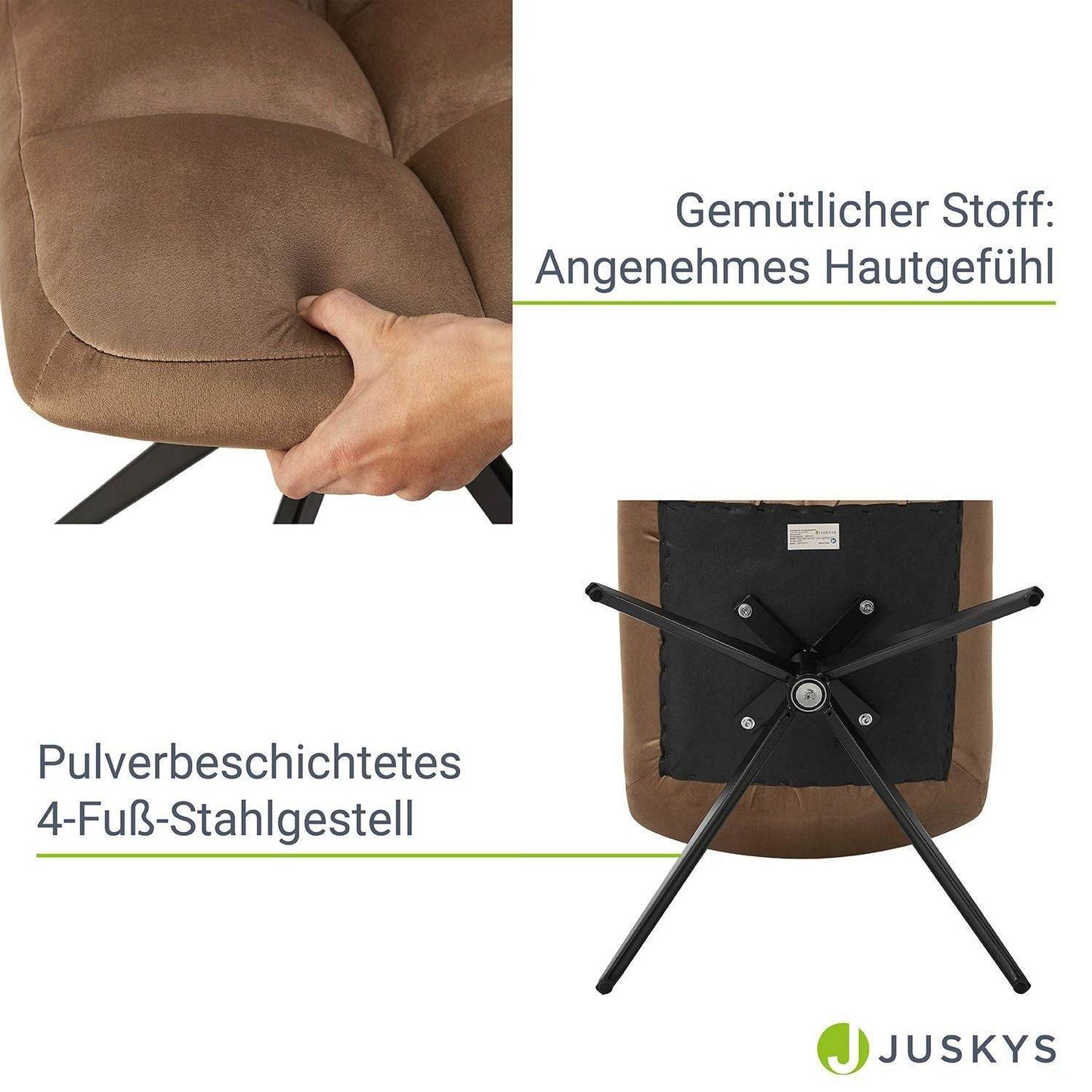 Drehstuhl Dallas 4er Set Samt Hellbraun - Palo24