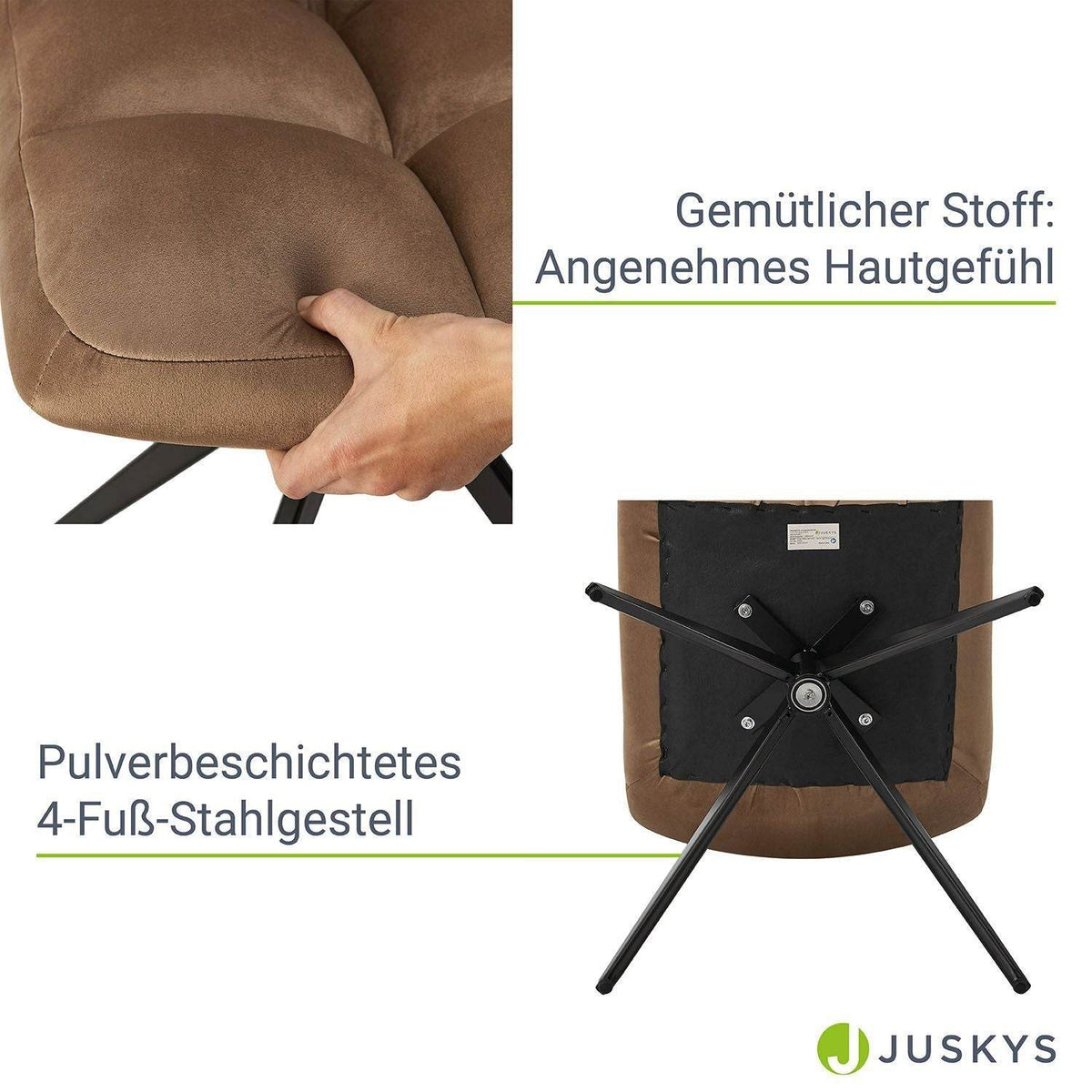 Drehstuhl Dallas 4er Set Samt Hellbraun - Palo24