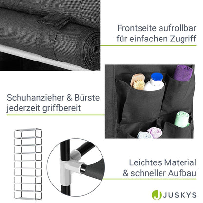 Schuhschrank L aus Stoff 9 Ebenen Schwarz - Palo24