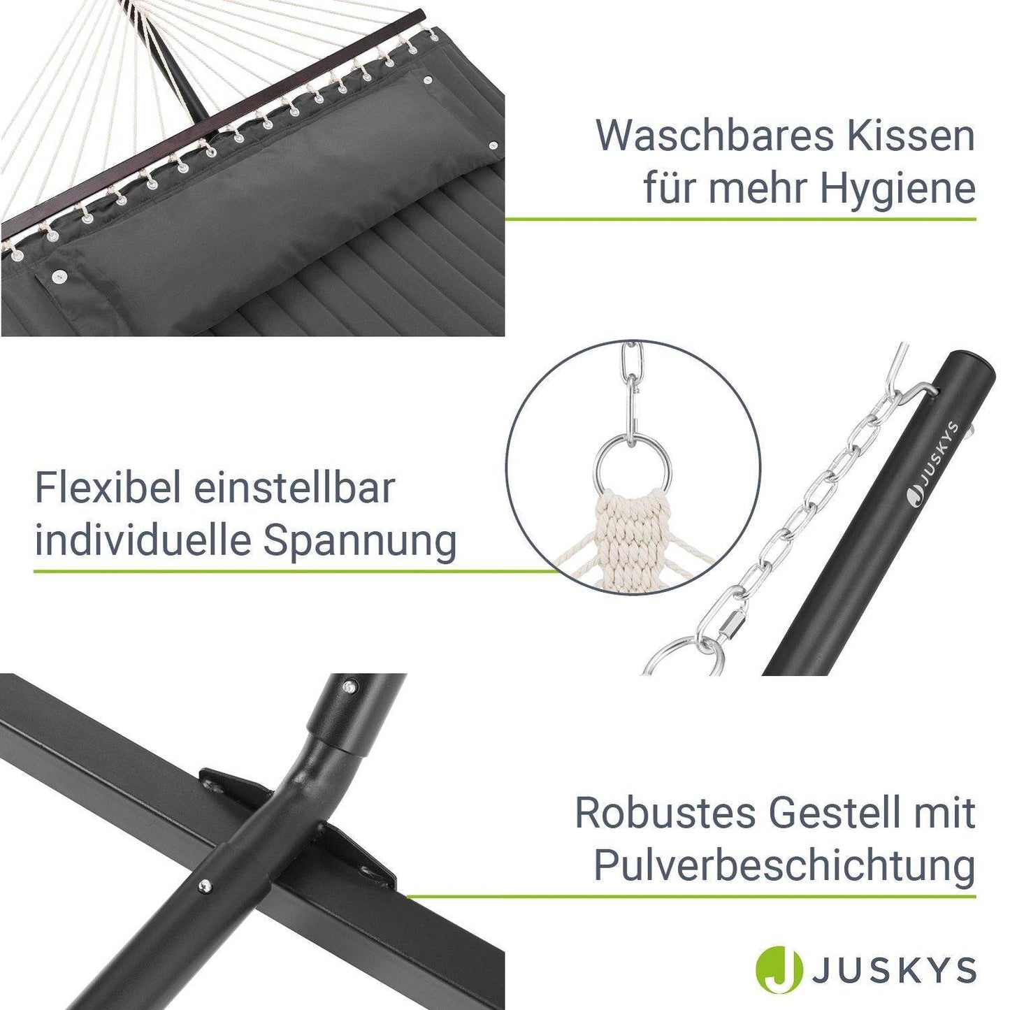 Hängematte Cata mit Gestell und Kissen - Anthrazit - Palo24