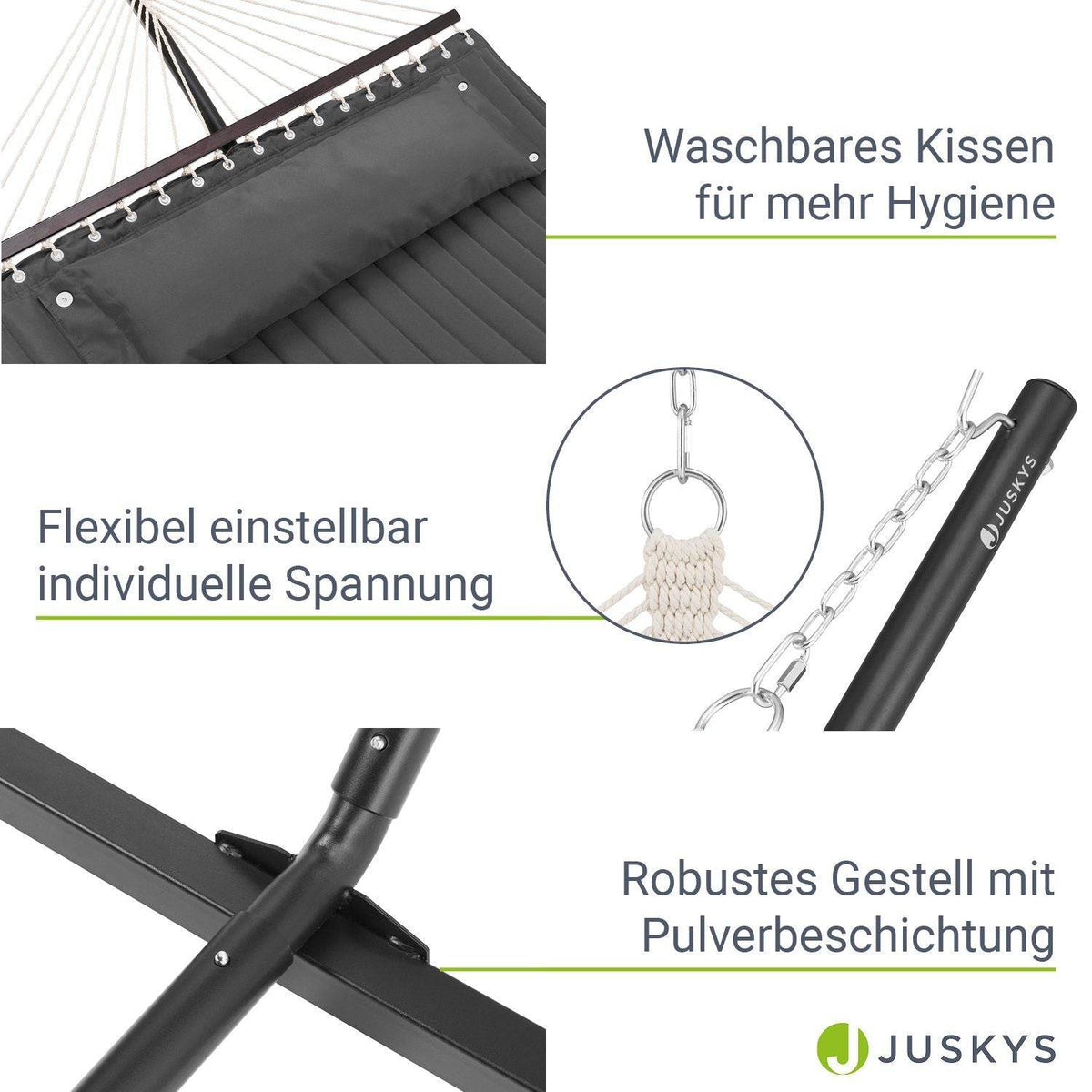 Hängematte Cata mit Gestell und Kissen - Anthrazit - Palo24