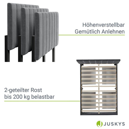 Polsterbett Soria mit Schubladen 140 x 200 Grau - Palo24