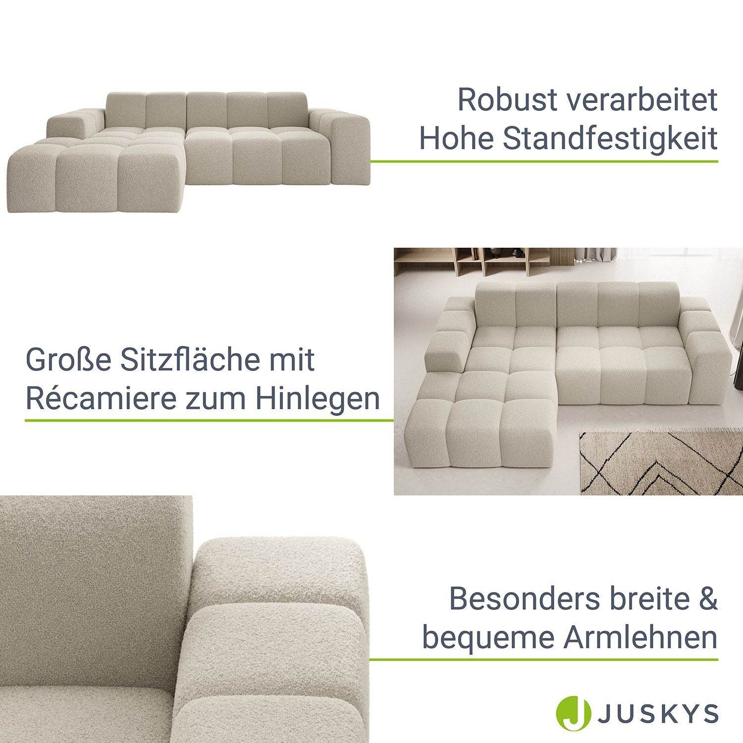 Sofa Merano Links - Boucle-Gewebe in Creme - Palo24
