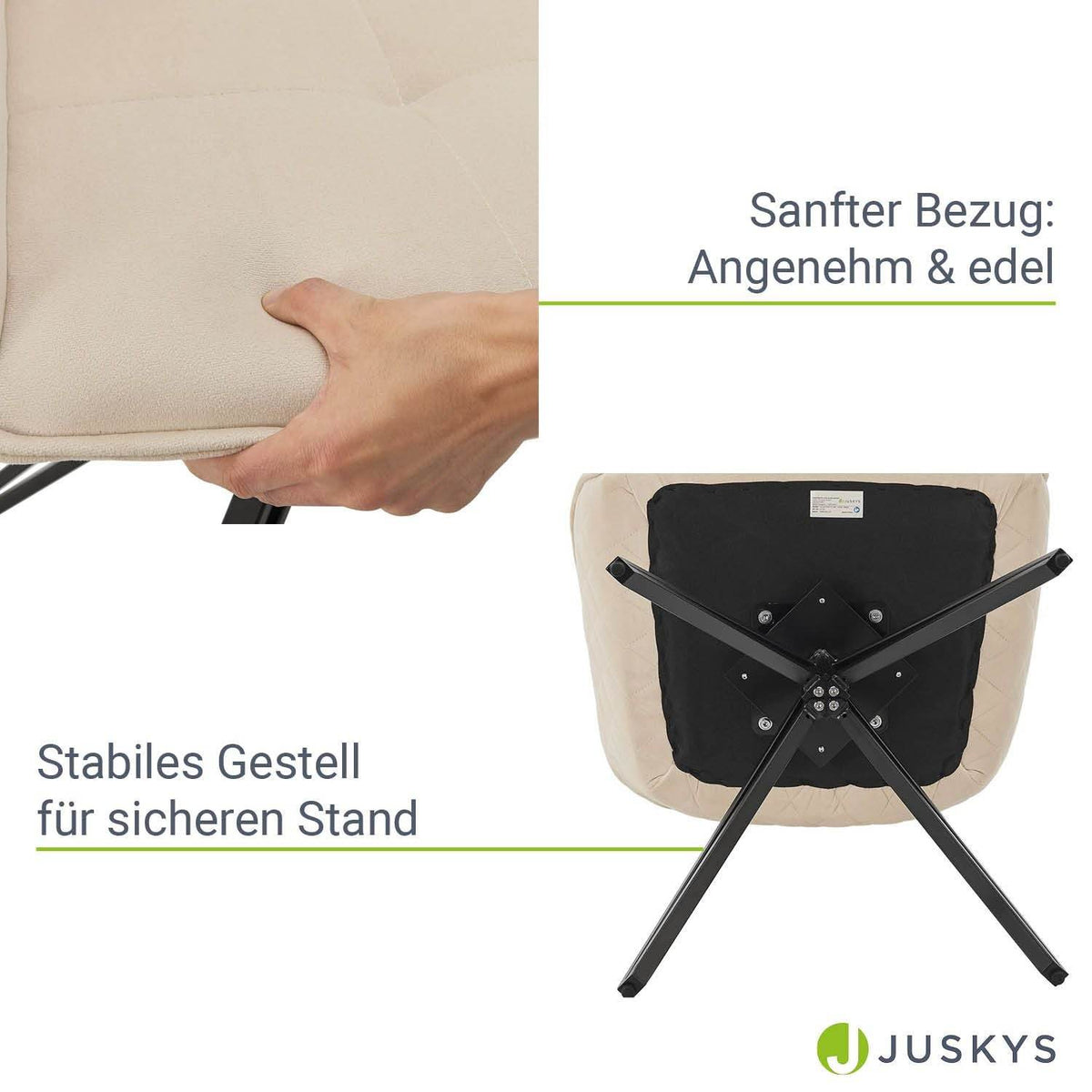 Esszimmerstuhl Drehstuhl Clyde mit Armlehne Samt Beige - Palo24
