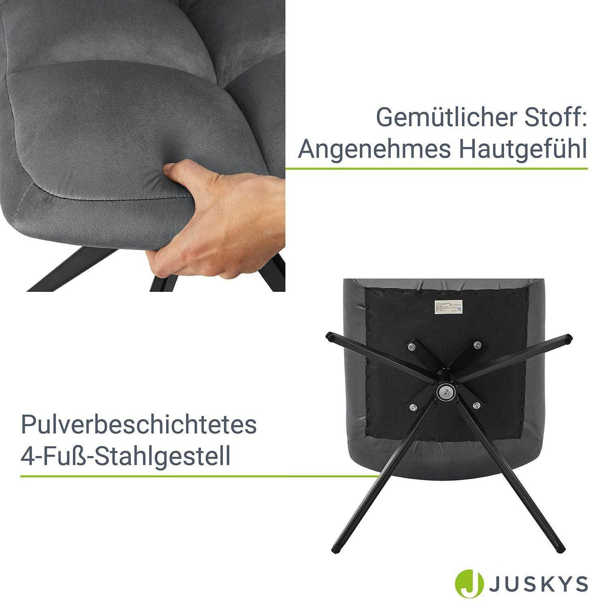 Drehstuhl Dallas 6er Set Samt Dunkelgrau - Palo24