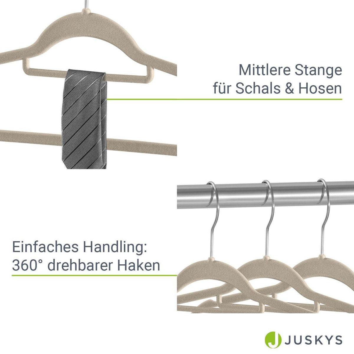 Kleiderbügel Samt 30er Set Khaki - Palo24