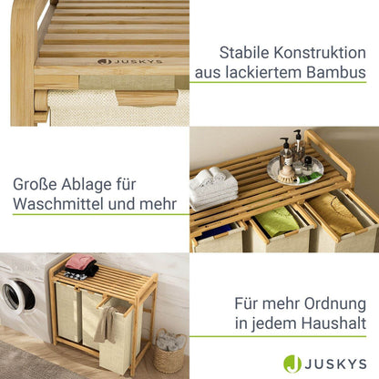 Bambus Wäschekorb Kory 3er - Beige - Palo24
