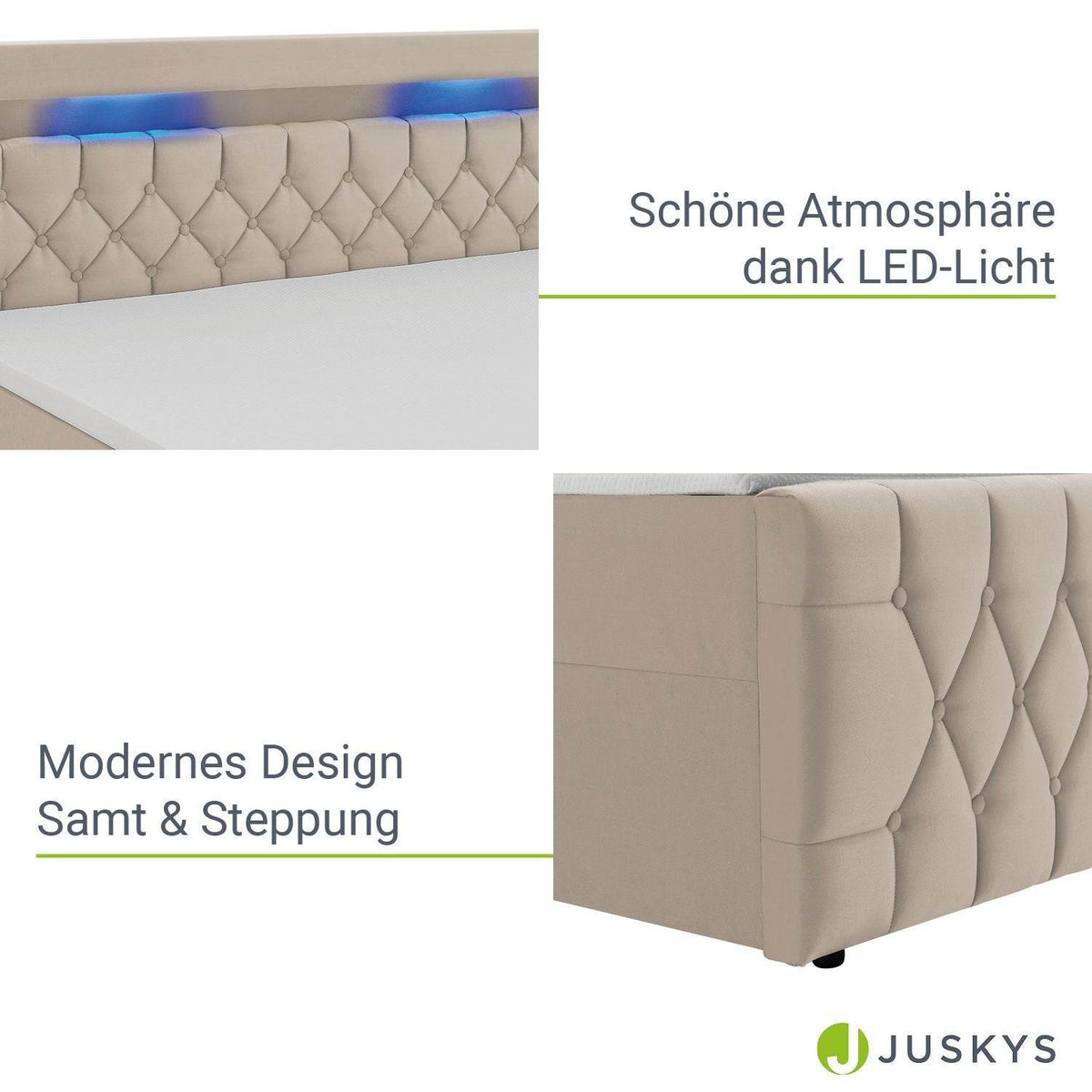 Boxspringbett Leona 140x200 cm - Beige - Palo24