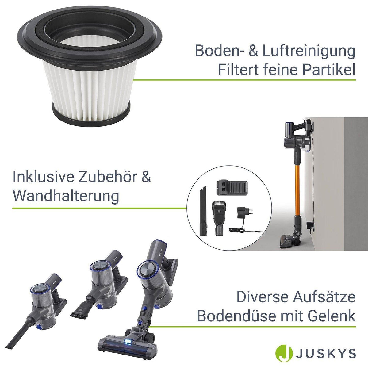 2-in-1-Akkustaubsauger VC2101 - Grau & Gold - Palo24