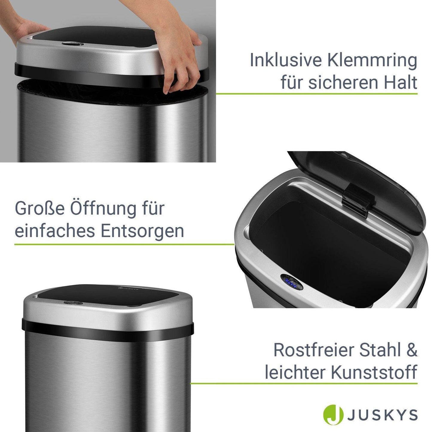 Automatischer Mülleimer mit Sensor - 70L Silber - Palo24
