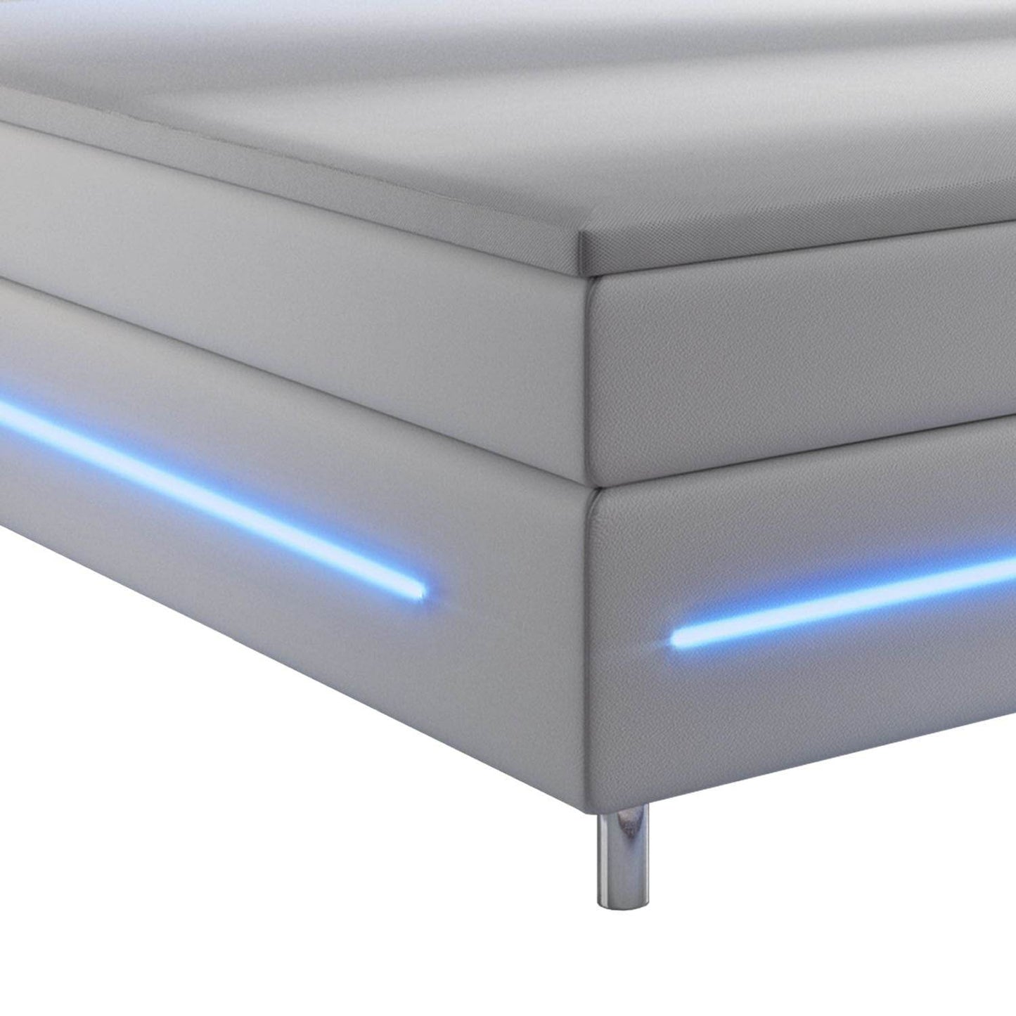 Boxspringbett Norfolk 200 x 200 cm weiss - LED-Streifen und Federkernmatratze - Palo24