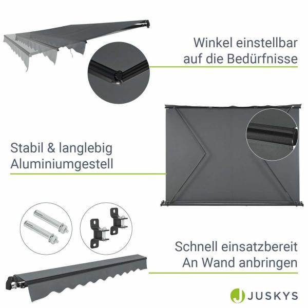 Gelenkarmmarkise 250 x 200 cm mit Kurbel Grau - Palo24