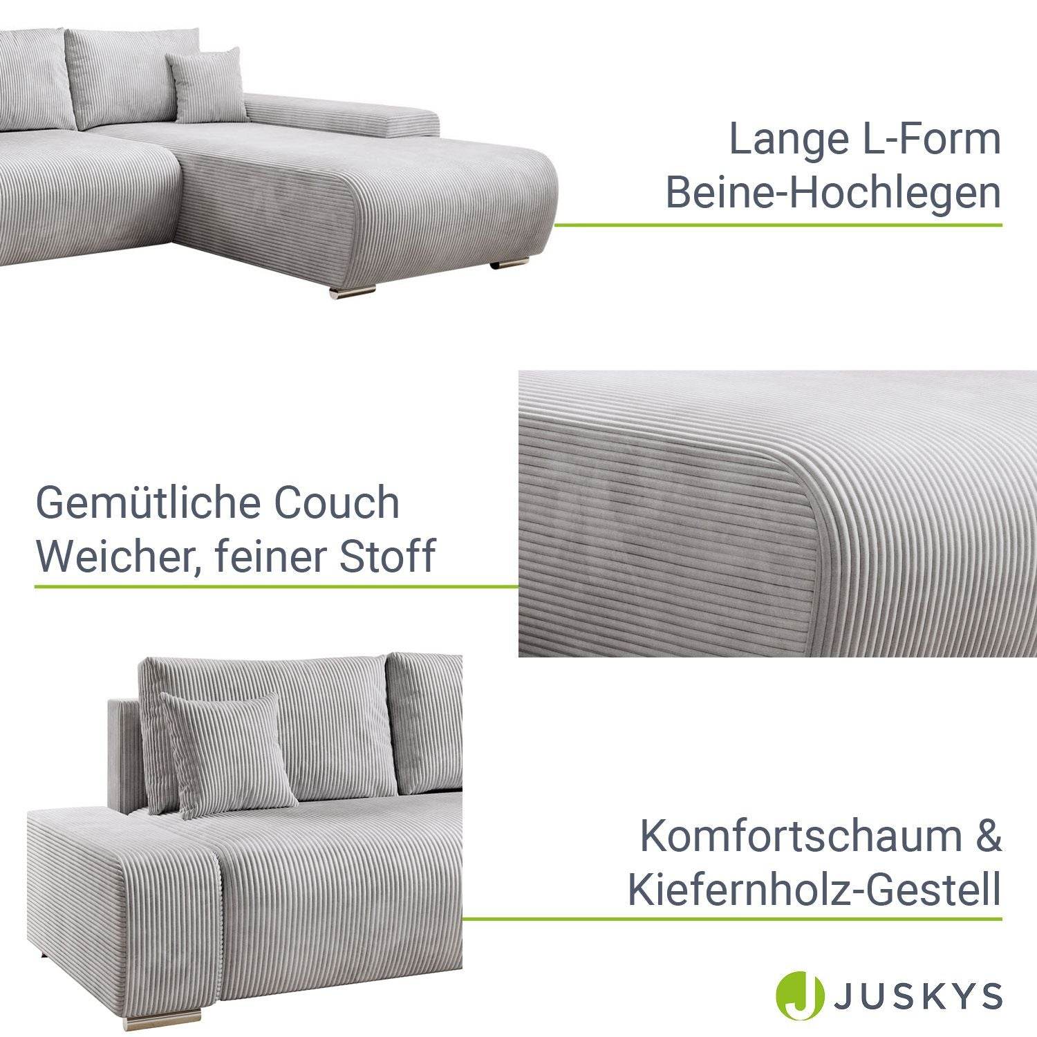 Sofa Iseo Rechts mit Schlaffunktion - Hellgrau - Palo24