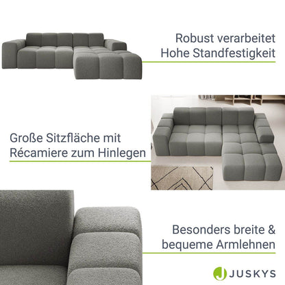 Sofa Merano Rechts - Boucle-Gewebe in Grau - Palo24