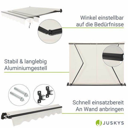Gelenkarmmarkise 250 x 200 cm mit Kurbel Beige - Palo24
