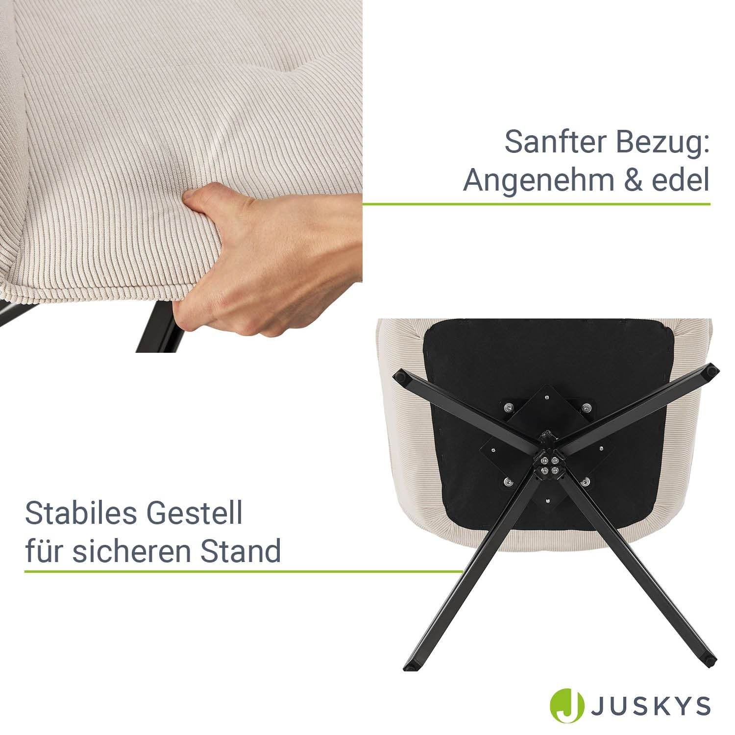 Esszimmerstuhl Drehstuhl Clyde mit Armlehne Cord Beige - Palo24