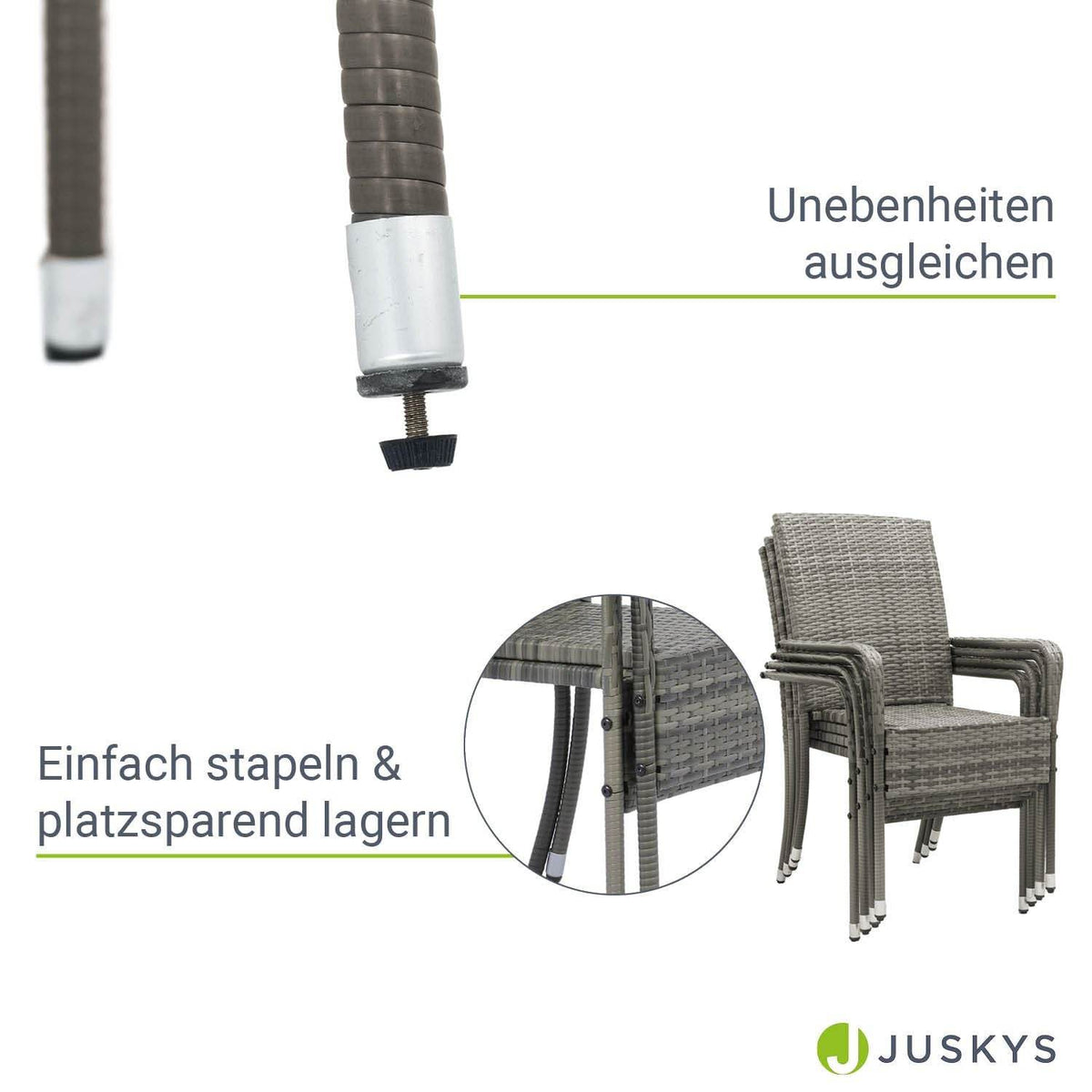 Polyrattan Gartenstühle Yoro 4er Set - Palo24